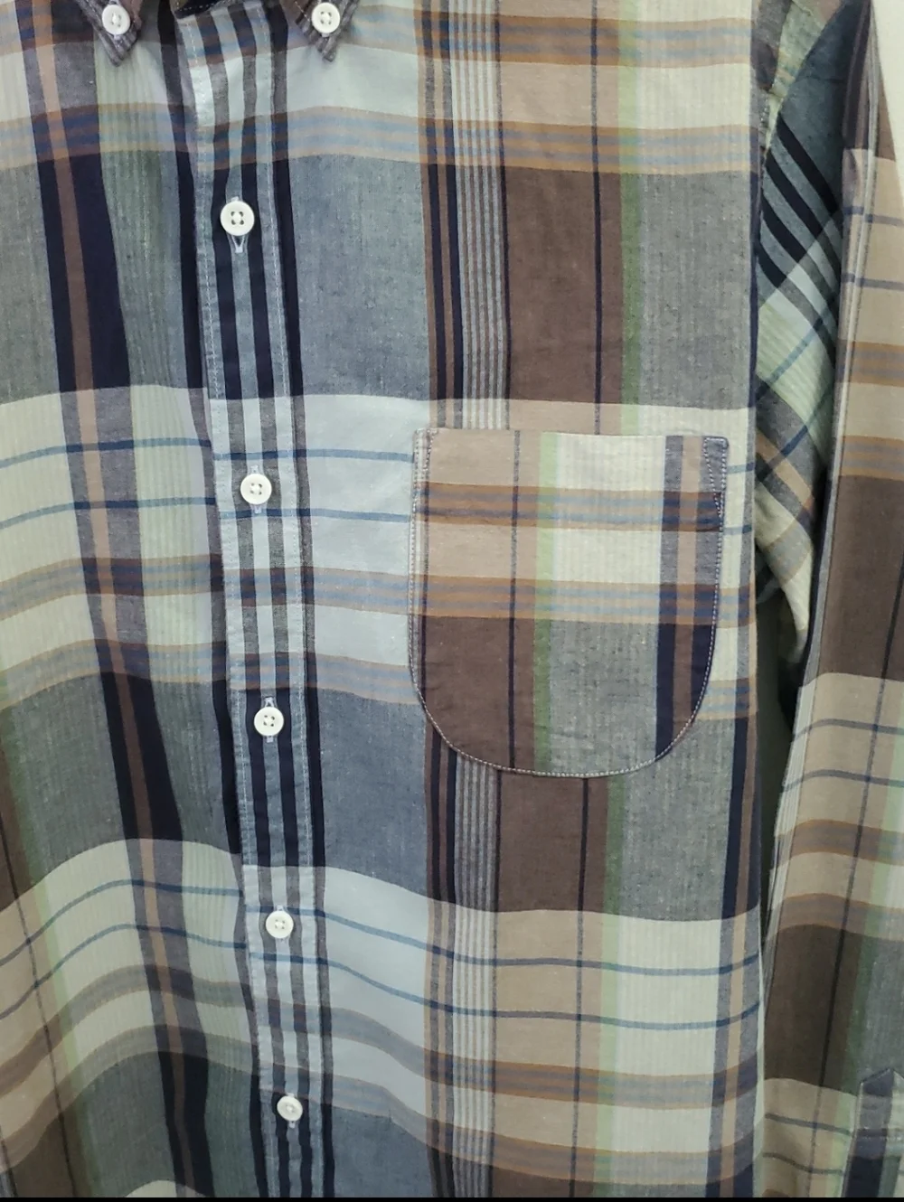 J. Crew Men's Indian Madras woven Plaid Button-Down Shirt Size Large Slim